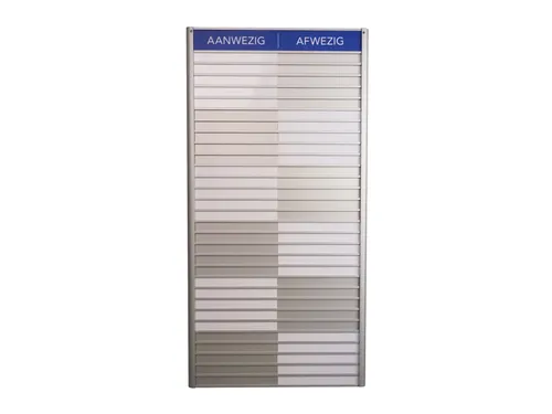 Menoor In-Uit bord 30 namen Aluminium Aanwezig/Afwezig Blauw