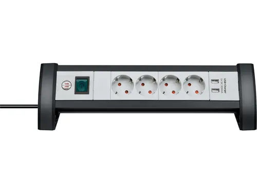 Stekkerdoos Brennenstuhl bureau Premium 4vdig incl 2 USB 1.8m wit/gs