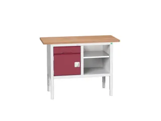 werkbank,HxBxD 830-930x1250x600mm,multiplexblad,uitrusting: 1lade,kast - 1