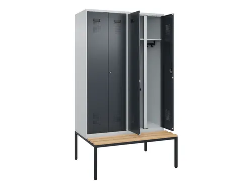 locker met bank,voor scheiding van kleding,HxBxD 2120x1200x815mm,4vak