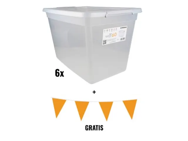 ACTION: 6 x DONAU Home boîte de rangement, 60 l + GRATUIT 1 x Guirlan