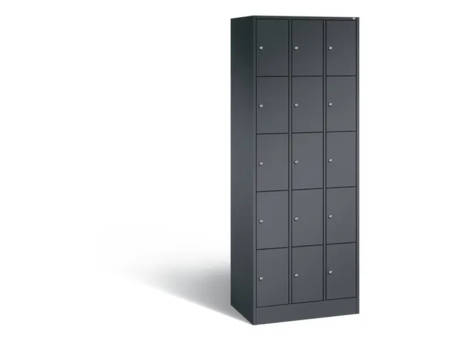 lockerkast,HxBxD 1950x680x480mm,3x5vakken,romp RAL7021,front RAL7021