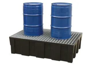 PE-opvangbak,v. 2x200l vat,opvangvol. 224l,HxBxD 330x1205x805mm - 1