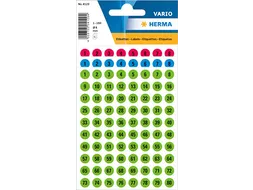 Etiket Herma 4129 Rond 8mm Getallen 1-160 Kleur Assorti 6 vel