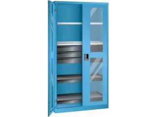 vitrinekast,HxBxD 1950x1000x580mm,4xStalen bodem,3lade(n),key lock - 1