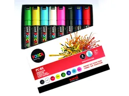 Verfstift Posca PC8K Brede punt 8mm schuin 8st assorti