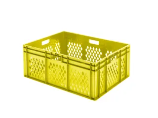Euronorm Stapelkrat 320x800x600mm 127liter Geel Wanden Opengewerkt - 1