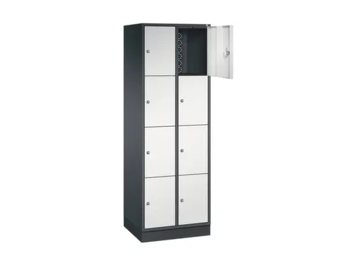 lockerkast,RAL 7021/RAL 7035,HxBxD 1950x620x500mm,2x4vakken,cil.-slot