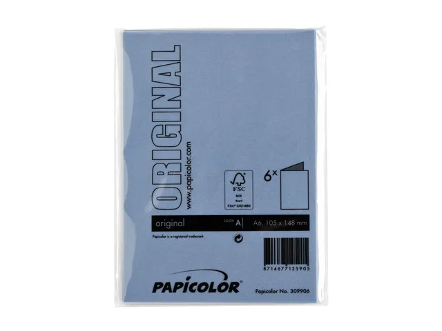 Correspondentiekaart Papicolor dubbel 105x148mm donkerblauw pak 6 st
