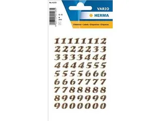 Etiket Herma 4193 8mm Getallen 0-9 Goudfolie Glitter 64 stuks - 1