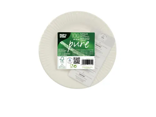 Papstar Pure Bord rond 15cm FSC karton Wit 100 stuks