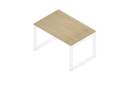 bureau,HxBxD 730x1200x800mm,blad eiken,sledeframe wit