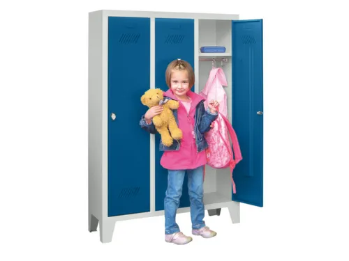 lockerkast v. kinderen,HxBxD 1300x780x300mm,3vak,RAL7035,front RAL5010