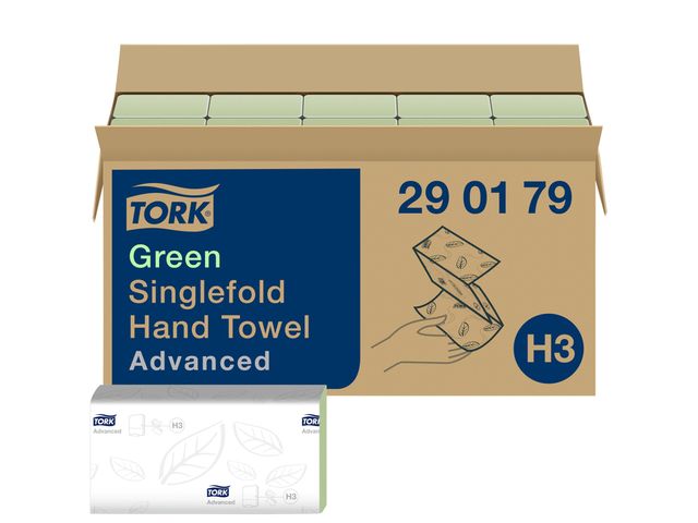 Handdoek Tork Zigzag 2-laags Advanced Groen 290179 15x200 Stuks | Vouwhanddoeken.be