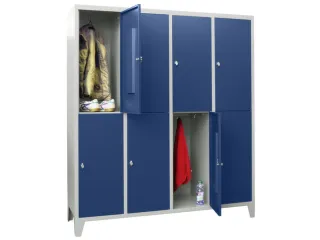 lockerkast,HxBxD 1850x1600x500mm,4x2vakken,RAL7035,front RAL5010 - 2