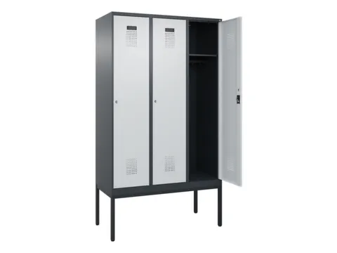 locker,HxBxD 2120x1200x500mm,3vak,vak B 400mm,cil.-slot,voetonderstel