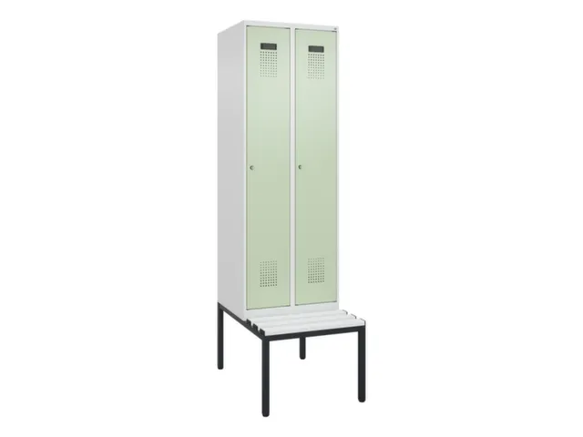 locker met bank,voor scheiding van kleding,HxBxD 2120x600x815mm,2vak