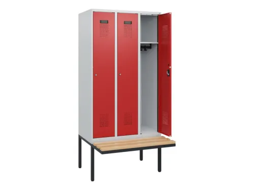 locker met bank,HxBxD 1950x900x815mm,3vak,vak B 300mm,cilinderslot