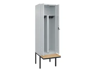 PBM-locker met bank,HxBxD 2120x600x815mm,2vak,vak B 300mm,draaigrendel - 2