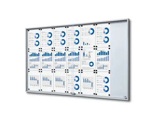 Vergrendelbaar notitiebord Indoor Slim 21xA4 met Schuifdeuren Zilver