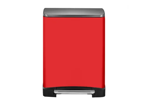 E-Cube recycling pedaalemmer Rood Mat RVS 28+18 Liter