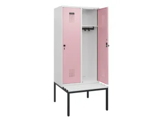 locker met bank,HxBxD 1950x800x815mm,2vak,vak B 400mm,draaigrendel - 1