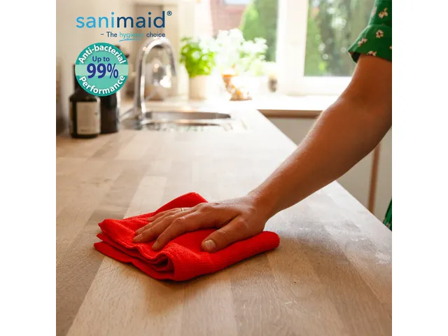 Sanimaid Microvezeldoeken Antibacterieel Set Blauw en Rood