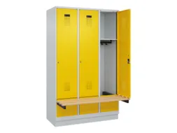 locker met bank,HxBxD 1950x1200x815mm,3vak,vak B 400mm,cilinderslot
