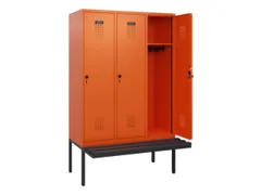locker met bank,HxBxD 1950x1200x815mm,3vak,vak B 400mm,draaigrendel