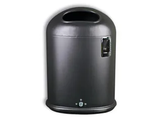 Afvalbak Met Asbak 45 Liter Ovale Opening Veerklep Antraciet - 1