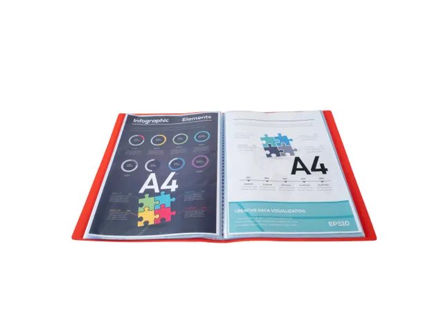 Showalbum A4 In Soepele Prolyproyleen 50 Tas Rood -