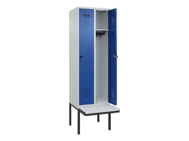 locker met bank,HxBxD 2120x600x815mm,2vak,vak B 300mm,draaigrendel