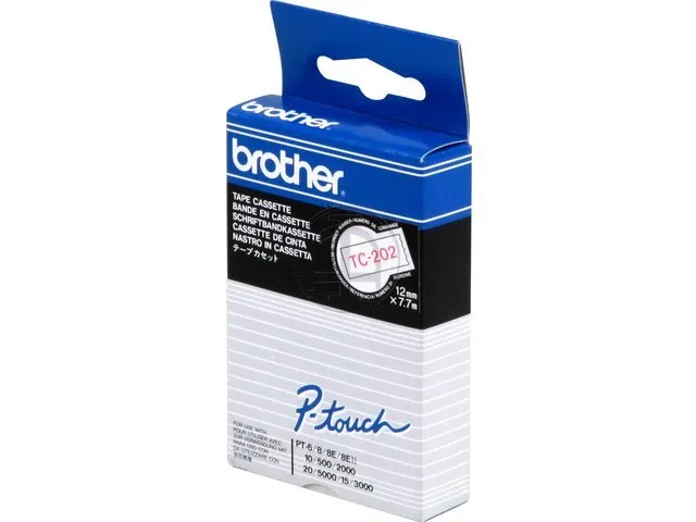 Lettertape Brother Tc-202 12 Mm Wit/Rood