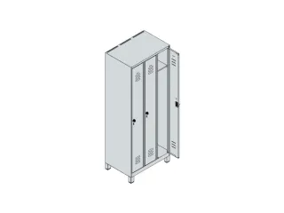 locker,HxBxD 1950x750x500mm,3vak,vak B 250mm,draaigrendel,voeten - 3