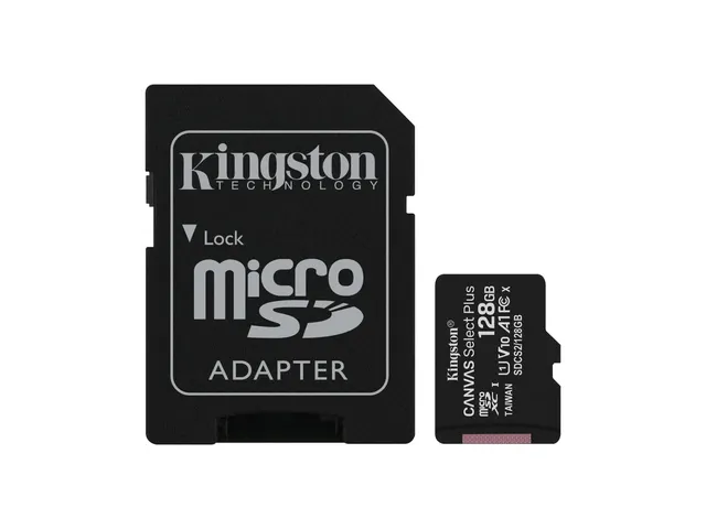 Micro SD kaart Kingston Canvas Select Plus 128GB inclusief SD adapter