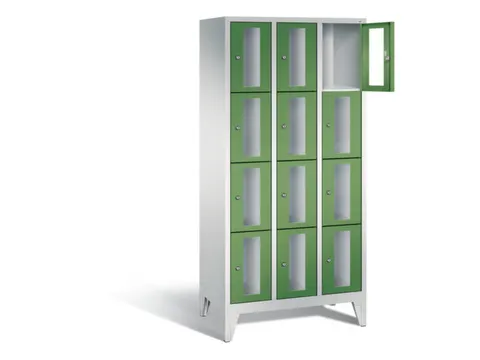 Lockerkast 1850x900x500mm 3x4 vakken Cilinderslot Poten, RAL6011