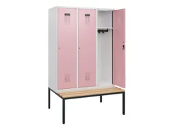 locker met bank,HxBxD 1950x1200x815mm,3vak,vak B 400mm,cilinderslot
