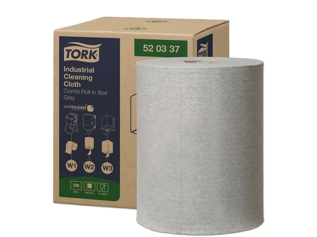 Reinigingsdoek Tork Industrial W1/2/3 nonwoven 390vel grijs 520337