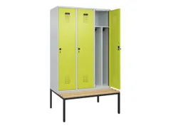 locker met bank,voor scheiding van kleding,HxBxD 2120x1200x815mm,3vak