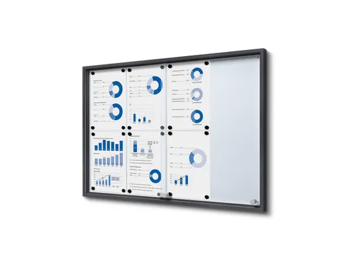 Vergrendelbaar notitiebord Indoor Slim 8xA4 met Schuifdeuren Antraciet