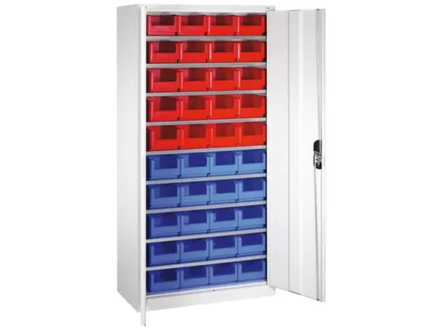 Stellingkast Staalplaat 1980x1000x420mm 9 Legborden 40 Magazijnbakken