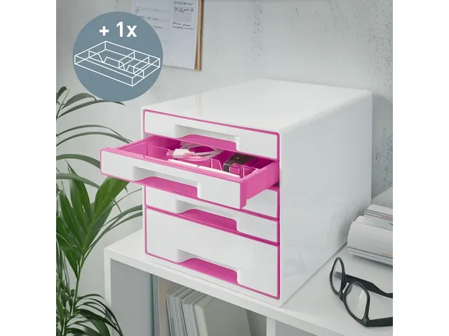 Ladenblok Leitz WOW Cube 5 laden wit/roze