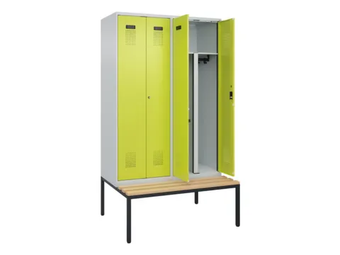 PBM-locker met bank,HxBxD 2120x1200x815mm,4vak,vak B 300mm