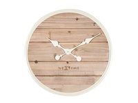 Wandklok NeXtime dia. 50cm hout wit 'Plank'