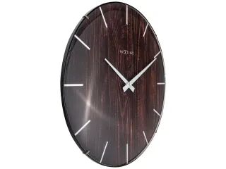 Wandklok Nextime Edge-Wood-Dome dia 35cm kunststof bruin streep - 2