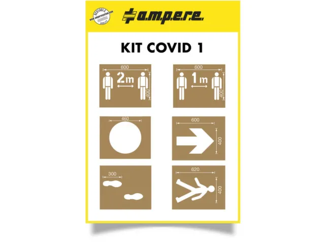 Sjablonenset,Symbool/Tekst: "Veiligheidsafstand 1+2M,Cirkel,Pijl