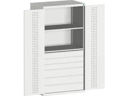systeemkast HxBxD 2000x1050x650mm 2xStalen bodem 6laden Ral7035