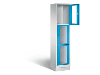 Lockerkast 1800x420x500mm 1x3 vakken Cilinderslot, Sokkel, RAL5012 - 1