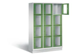 Lockerkast 1800x1200x500mm 3x4 vakken Cilinderslot, Sokkel, RAL6011