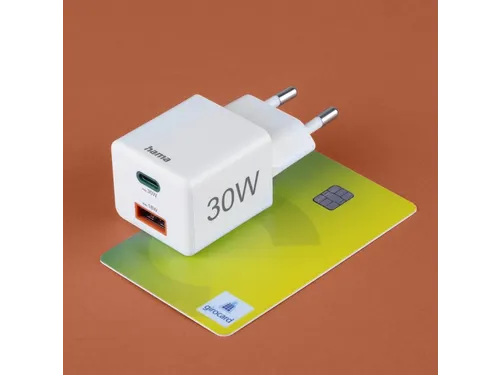Oplader Hama USB-C/USB-A Mini PD 30W wit